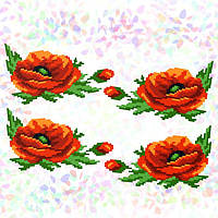 Аркуш водорозчинного флізеліну з рисунком "Маки" розміром 20х30 см