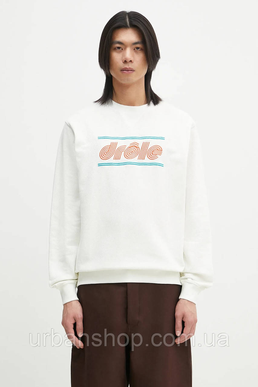Urbanshop com ua Бавовняна кофта Drôle de Monsieur Le Sweatshirt Pique Tennis чоловіча колір білий з