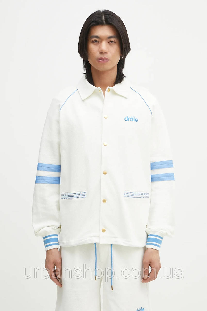 Urbanshop com ua Бавовняна кофта Drôle de Monsieur Le Veste AprËs-sport чоловіча колір білий однотонна