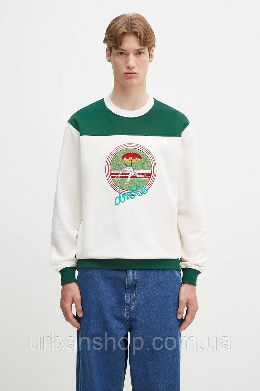 Urbanshop com ua Бавовняна кофта Drôle de Monsieur Le Sweatshirt Tennis чоловіча колір білий з аплікацією