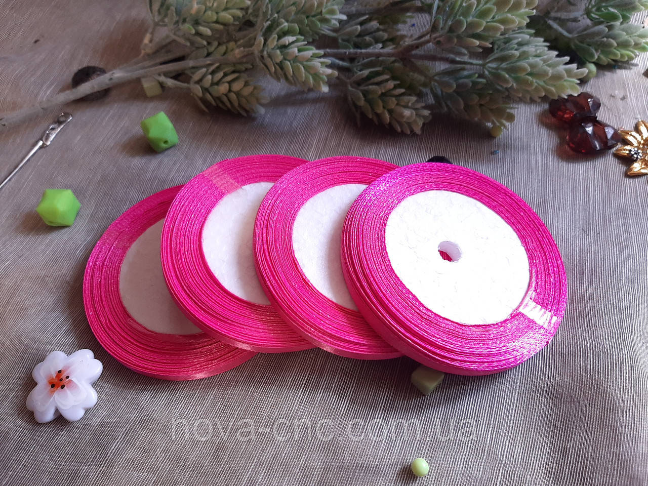 Стрічки атласу 0,6 мм 23 м  темно-рожевий