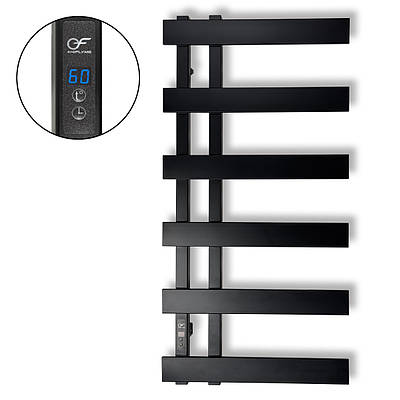 Рушникосушка електрична чорна Flyme EF Combo L, терморегулятор, таймер, прихований монтаж