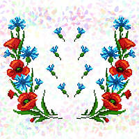 Аркуш водорозчинного флізеліну з рисунком "Маки і волошки" розміром 20х30 см