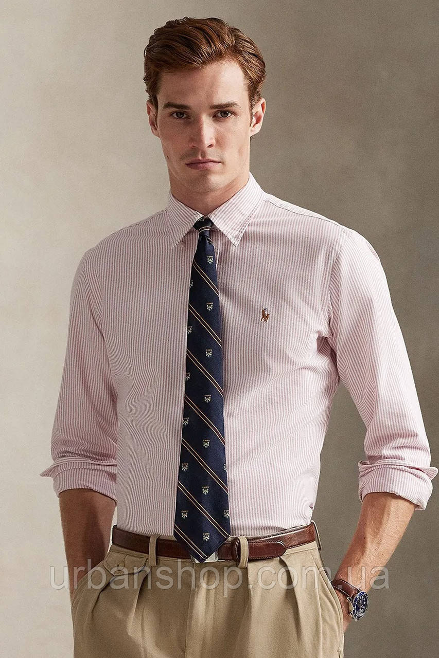 Urbanshop com ua Бавовняна сорочка Polo Ralph Lauren колір рожевий regular комір button-down 710953704 РОЗМІРИ