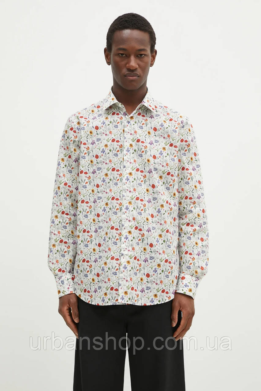 Urbanshop com ua Бавовняна сорочка Paul Smith чоловіча колір білий regular класичний комір M1R-800P-P02562
