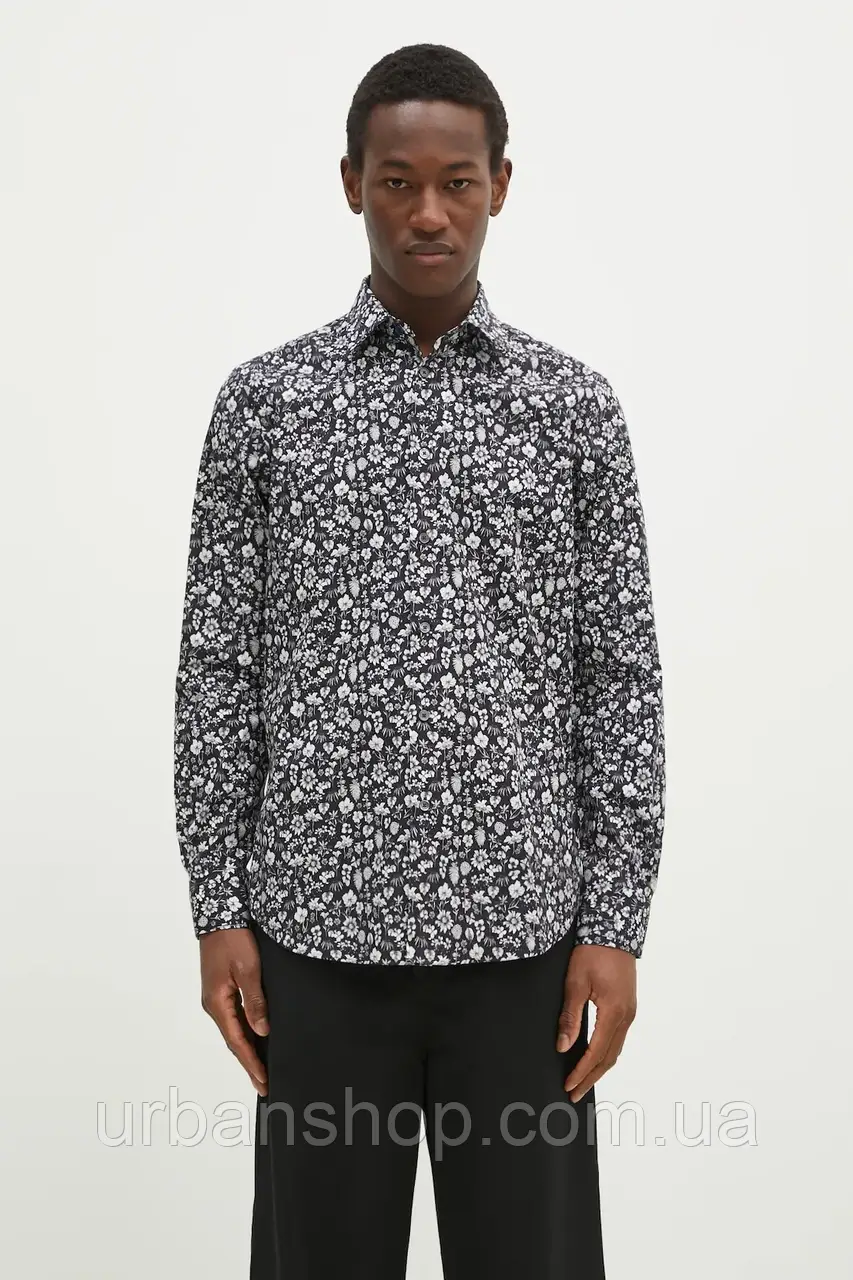Urbanshop com ua Бавовняна сорочка Paul Smith чоловіча колір чорний slim класичний комір M1R-800P-P02609