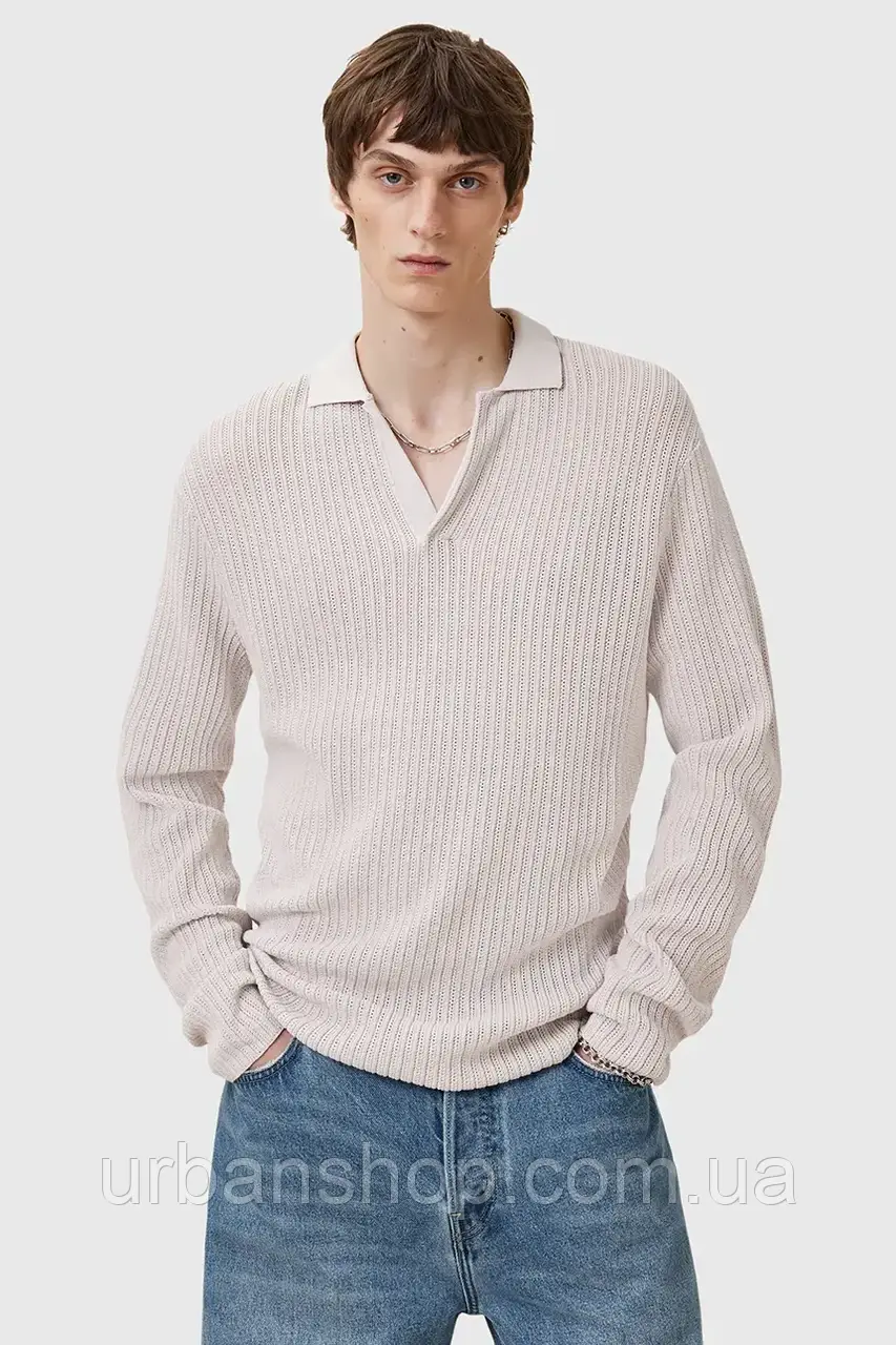 Urbanshop com ua Бавовняний светр AllSaints THOMA колір бежевий легке M030KC РОЗМІРИ ЗАПИТУЙТЕ