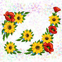 Аркуш водорозчинного флізеліну з рисунком "Букет з соняшниками" розміром 20х30 см