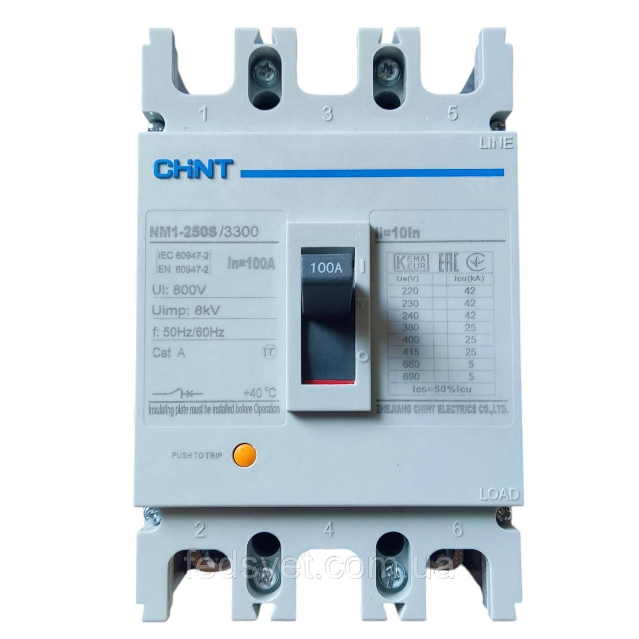 Автоматичний вимикач NM1-250S/3300 100A CHINT, фото 1