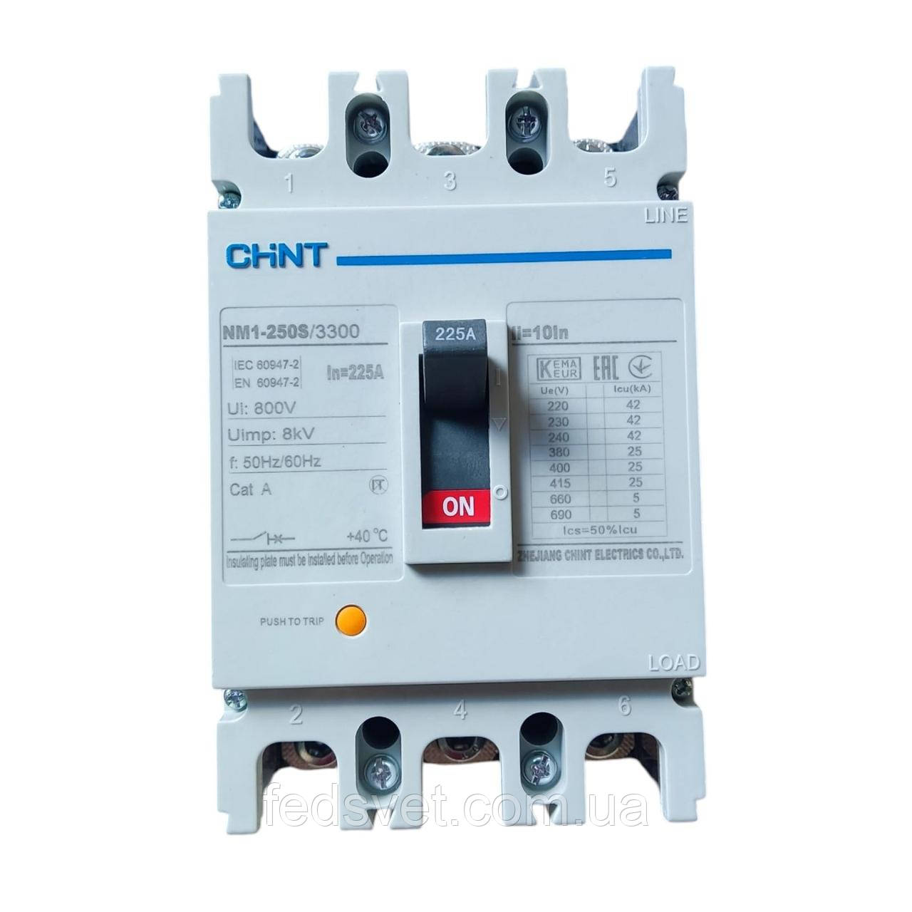 Автоматичний вимикач NM1-250S/3300 225A CHINT, фото 1