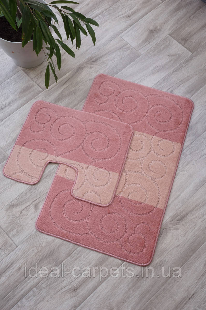 Комплект у ванну 60*100 та 60*50см Рожевий 0756, фото 1