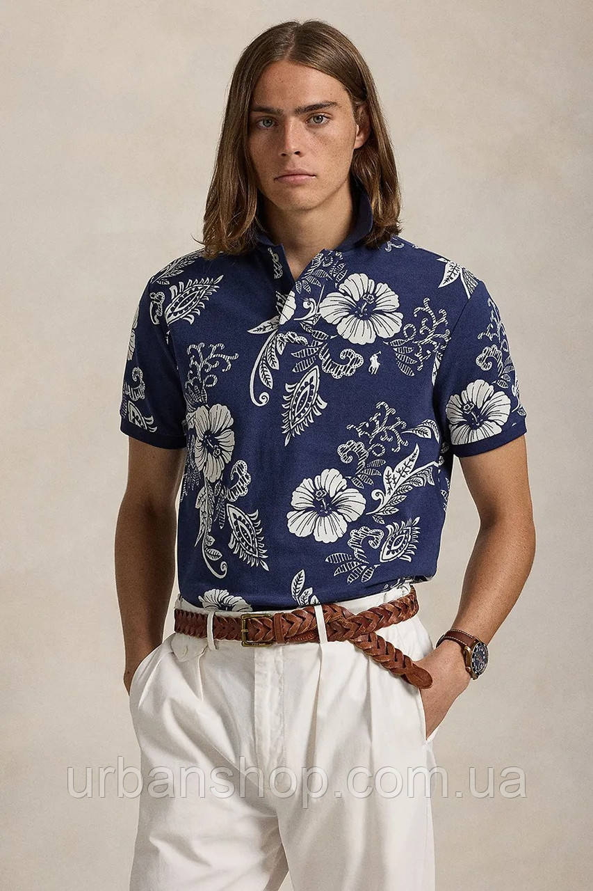 Urbanshop com ua Бавовняне поло Polo Ralph Lauren колір чорний візерунок 710956684 РОЗМІРИ ЗАПИТУЙТЕ