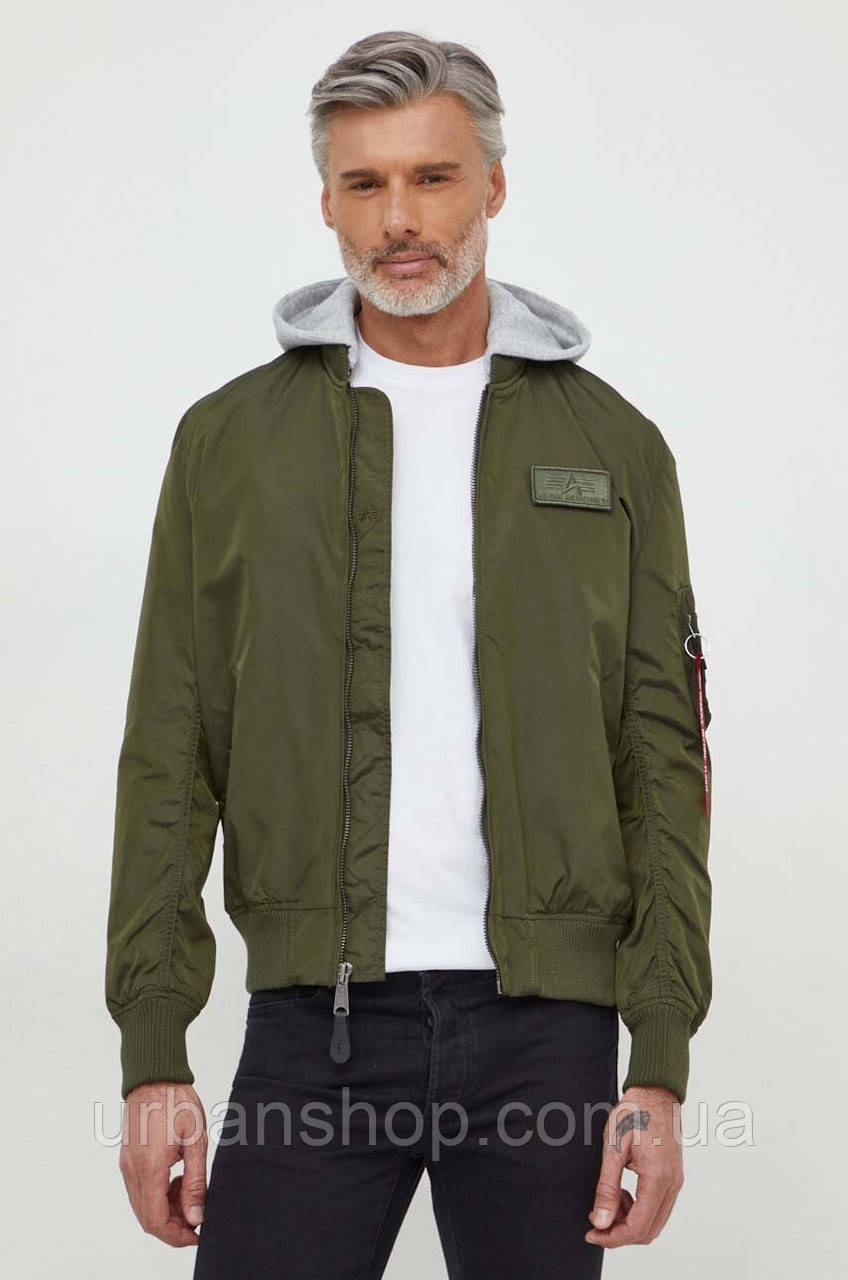 Urbanshop com ua Куртка Alpha Industries MA-1 TT Hood колір зелений перехідна 196108 РОЗМІРИ ЗАПИТУЙТЕ