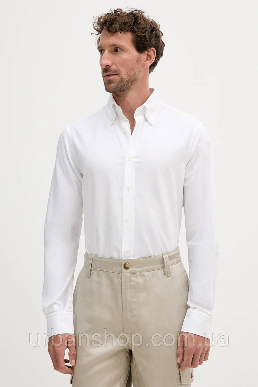 Urbanshop com ua Бавовняна сорочка Tommy Hilfiger колір білий regular комір button-down MW0MW39754 РОЗМІРИ