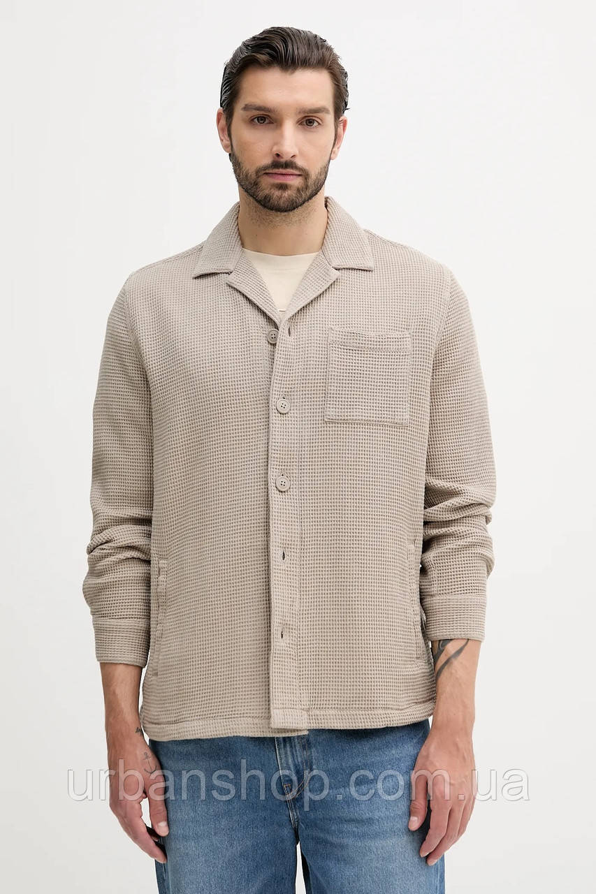 Urbanshop com ua Бавовняна сорочка Barbour SANDWOOD колір бежевий relaxed класичний комір MOS0416 РОЗМІРИ