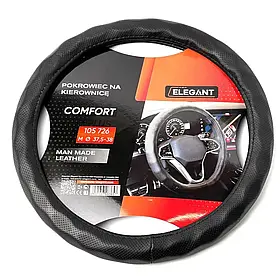 Чохол на кермо з натуральної шкіри "М" (37-38см) чорний Elegant 105726