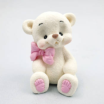 Шоколадна фігурка Ведмедик із рожевим бантиком збоку