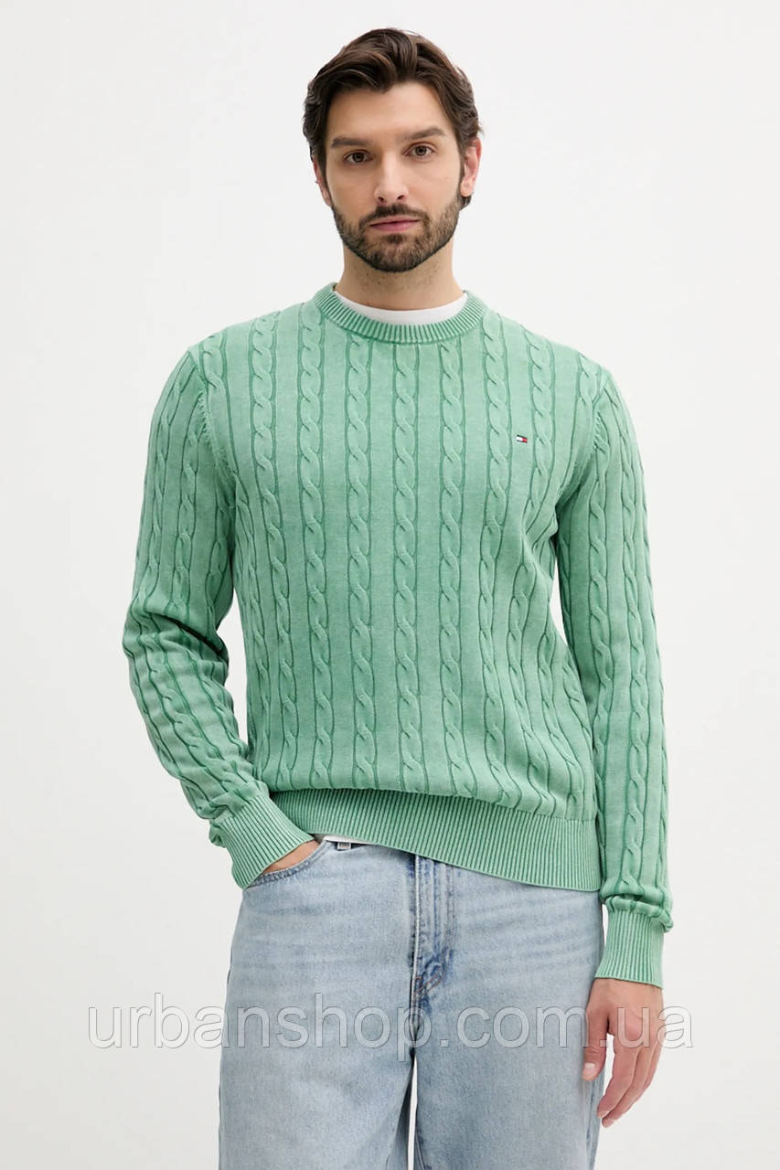 Urbanshop com ua Бавовняний светр Tommy Hilfiger колір зелений легкий MW0MW39524 РОЗМІРИ ЗАПИТУЙТЕ