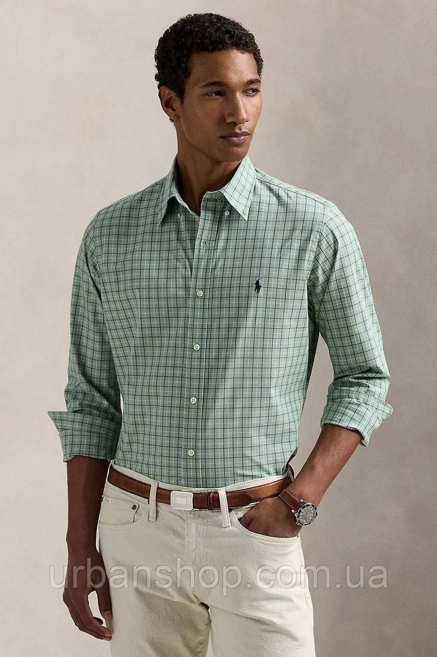 Urbanshop com ua Сорочка Polo Ralph Lauren колір зелений regular комір button-down 710968937 РОЗМІРИ ЗАПИТУЙТЕ