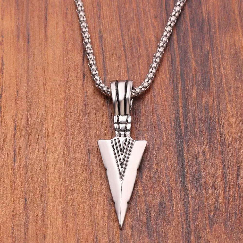 Чоловічий кулон Стріла наконечник Arrow підвіска у вигляді сріблястої стріли, фото 1
