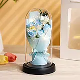 Букет ніжно-блакитних троянд у колбі, подарунок коханій., фото 2