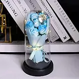 Букет ніжно-блакитних троянд у колбі, подарунок коханій., фото 3