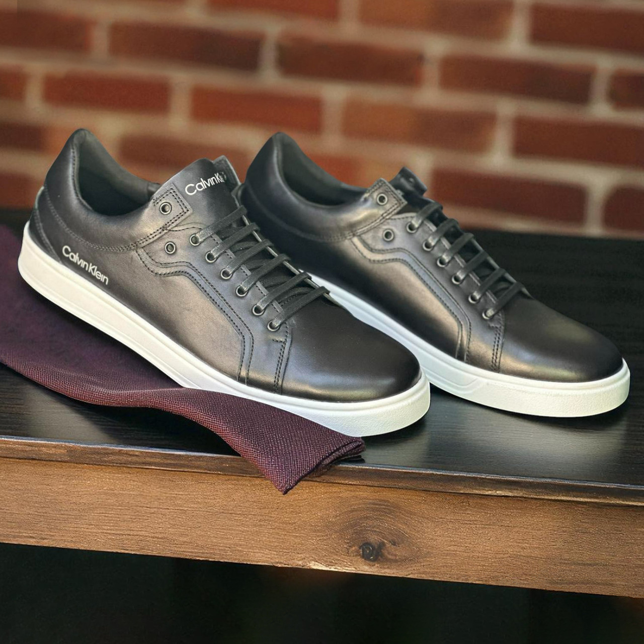 Чоловічі шкіряні кросівки демісезонні чорні кеди (натуральна шкіра), батали весна-осінь для чоловіків, великі розміри 46 47 48, фото 1