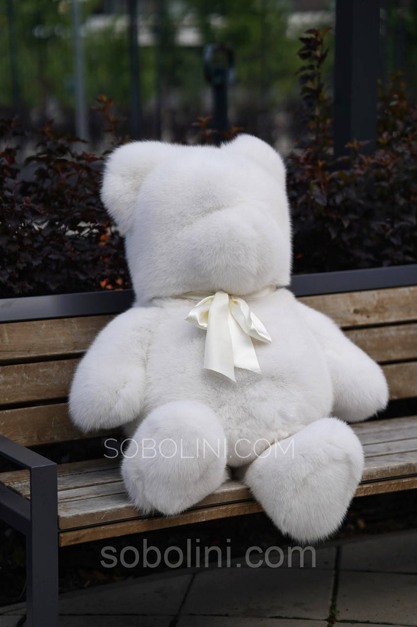 Білий ведмідь з натурального хутра, фото 1