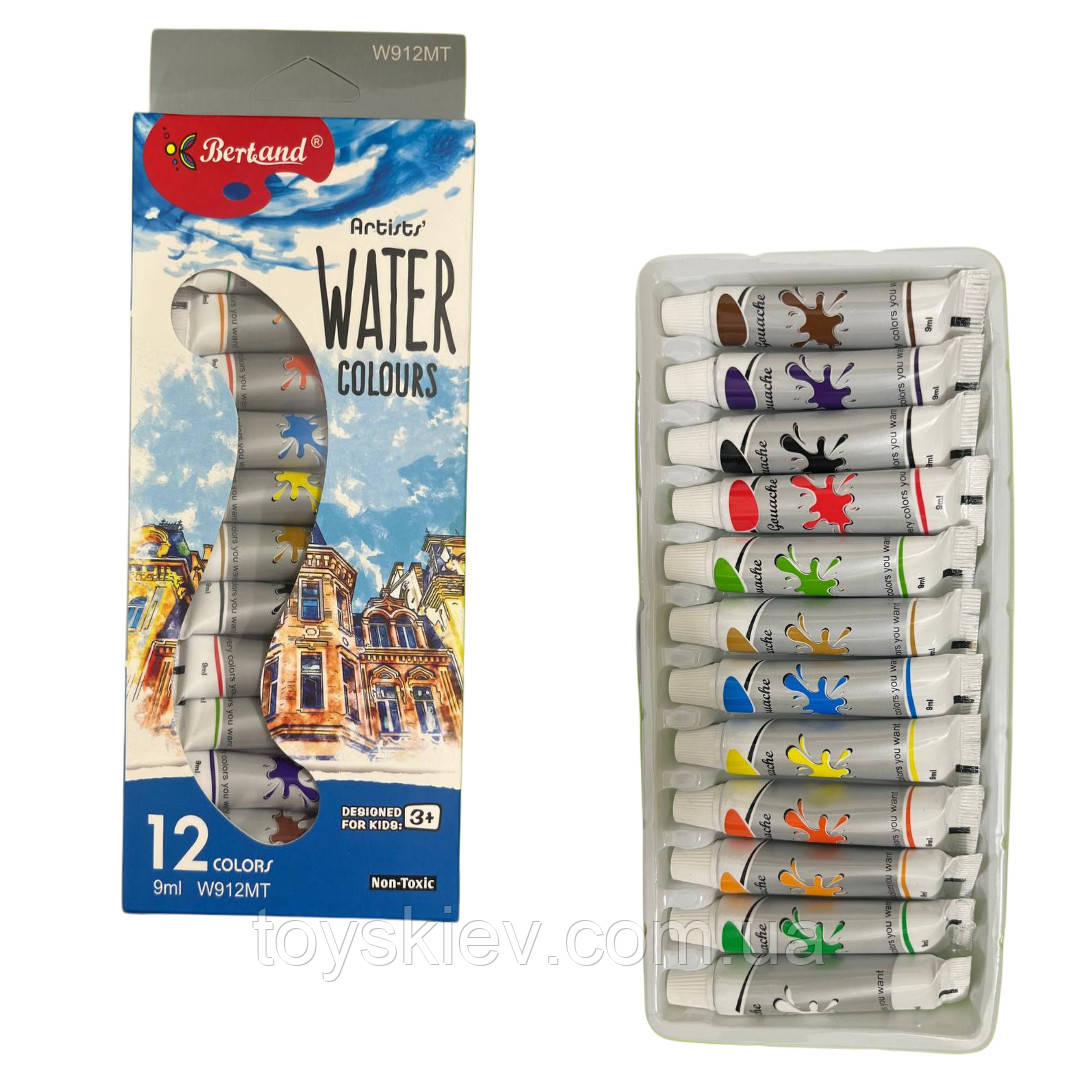 912MT-W Фарби гуашеві в тюбиках 12 кольорів. 9 мл, фото 1
