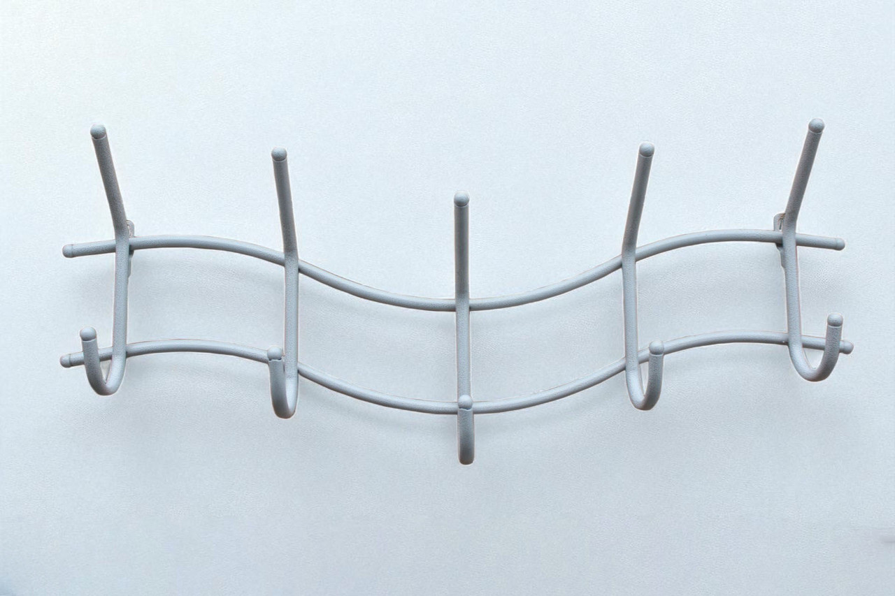 Вішалка настінна біла на 5 гачків хвиля, фото 1