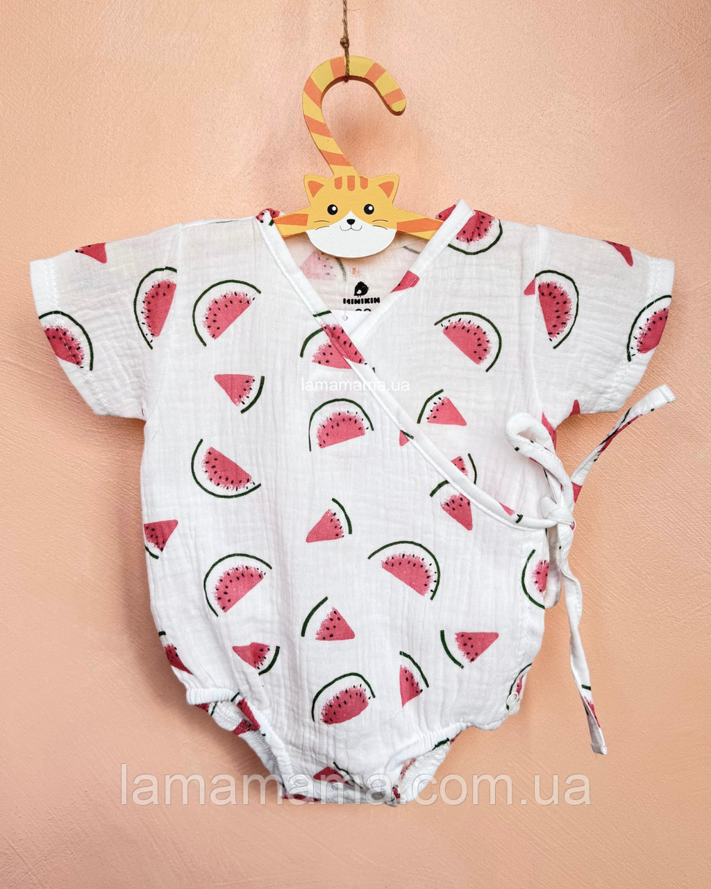 Дитячий мусліновий боді кімоно з коротким рукавом Кавунчики MUSLIN BABY, фото 1