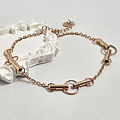 Браслет золотий жіночий на руку з оригінальним плетінням декоративні кільця 18 см