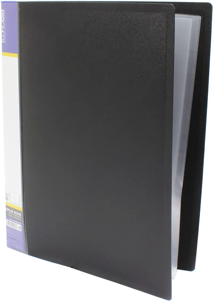 Папка для проспектів А4 EconoMix 30 файлів E30603-01 чорна, фото 1