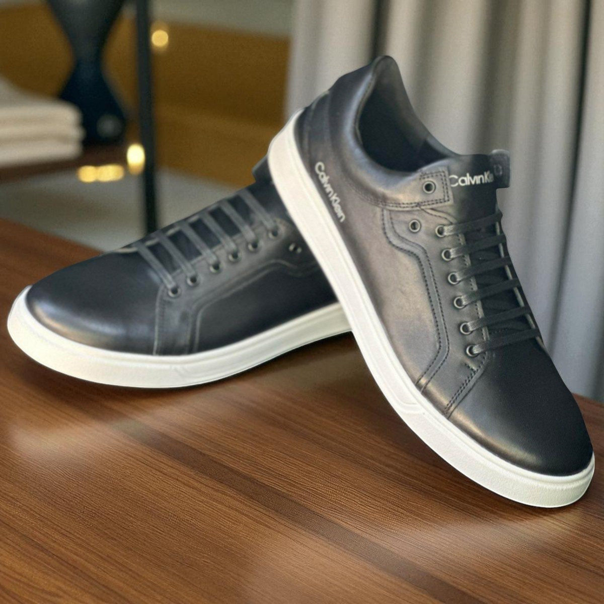 Чоловічі кеди демісезонні великого розміру чорні шкіряні, батали, кросівки велетні для чоловіків на весну осінь, розмір 46 47 48, фото 1