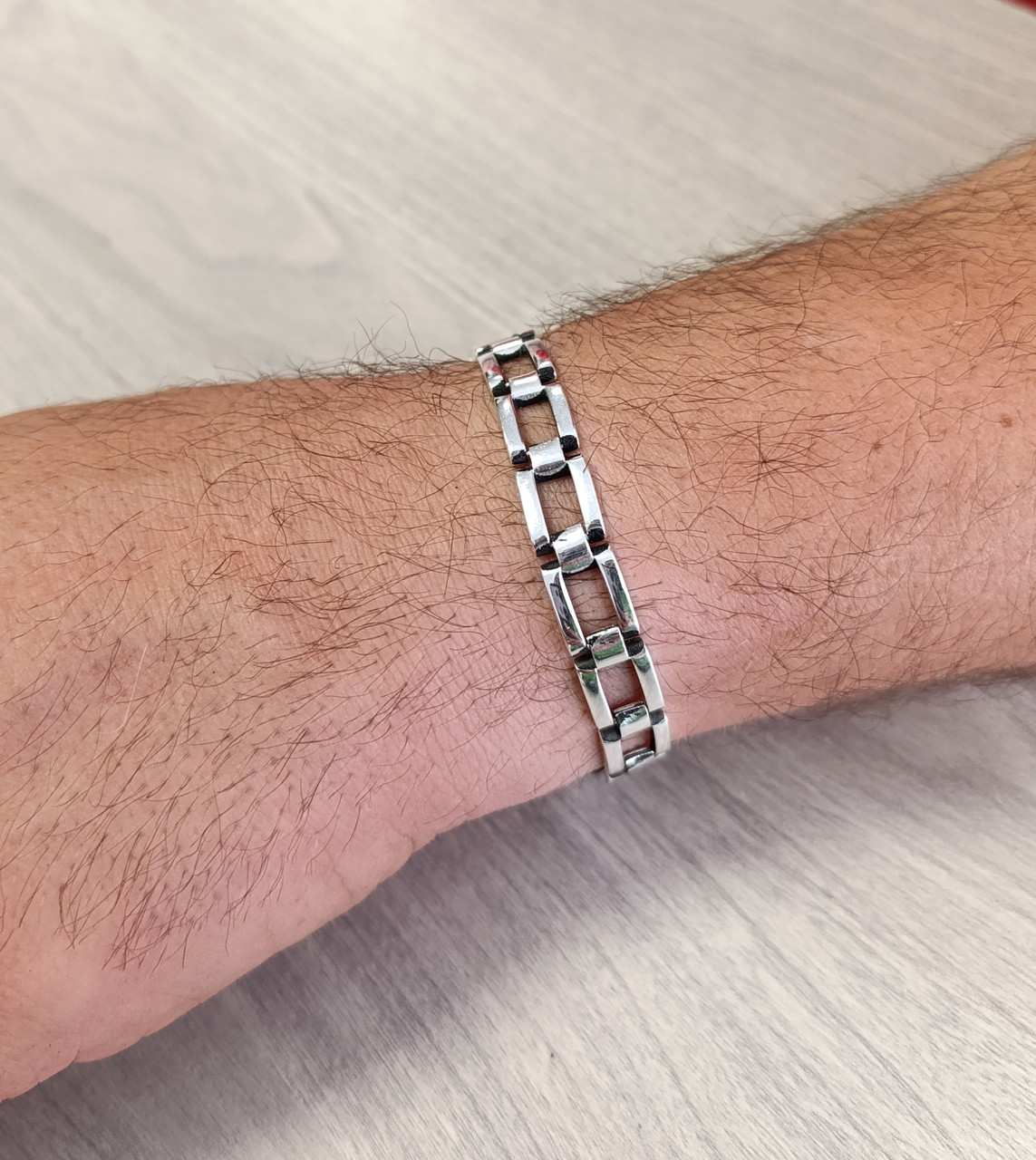 Срібний чоловічий браслет 21 см БМ-13, фото 1