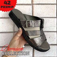 Жіночі шльопанці на повну широку ногу великого розміру 42-27,5см з натуральної шкіри від виробника