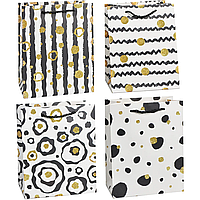 Подарунковий пакет із золотими вставками асорті S (18x23x8см) 12 шт.