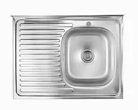 Мийка кухонна AVT з нержавіючої сталі 80x60 см (0,4 мм) права