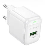 Мережева зарядка Borofone BASA2A для смартфонів \ Швидка зарядка 3.0 Ампер \ Біла, фото 3