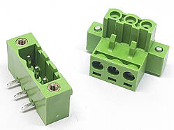 Клемний роз'єм 2EDGKM 3P 5.08мм з гвинтовою фіксацією кутовий (пара штекер+гніздо)