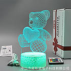 3D світильник мініBear Ведмедик Love з пультом ДК. Нічник настільний 3D мінілампа, фото 3