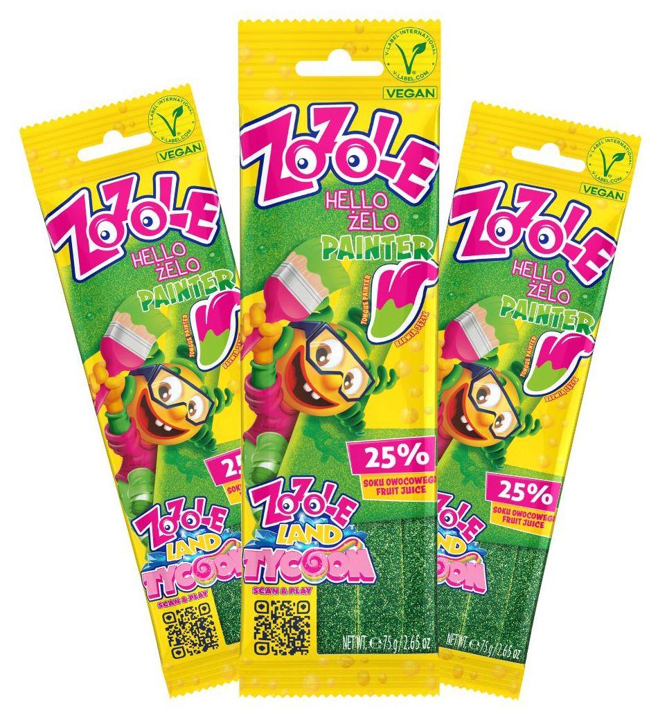 Цукерки желейні Zozole PAINTER GREEN з цукровою начинкою 75г*16 TM Mieszko, фото 1
