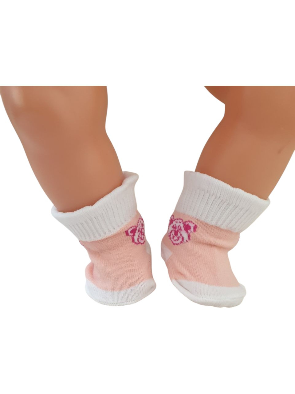 Шкарпетки для ляльки Бебі Борн / Baby Born 40-43 см з ведмедиком персикові 8973, фото 1