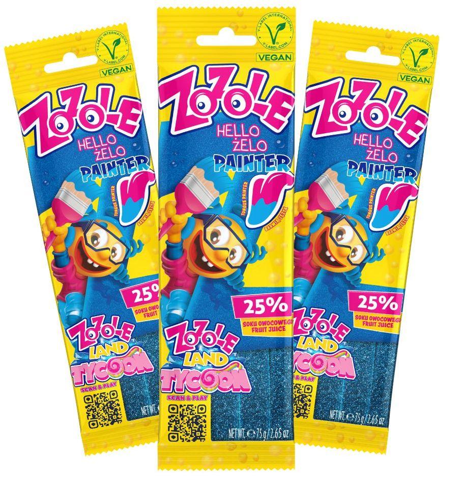 Цукерки желейні Zozole PAINTER BLUE з цукровою начинкою 75г*16 TM Mieszko, фото 1