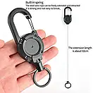 Ретрактор тактичний карабін брелок RETRACTOR з тросиком 60 см, фото 2