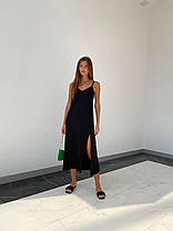 Актуальна шовкова сукня-комбінація з розрізом довжина міді Smld8412, фото 2