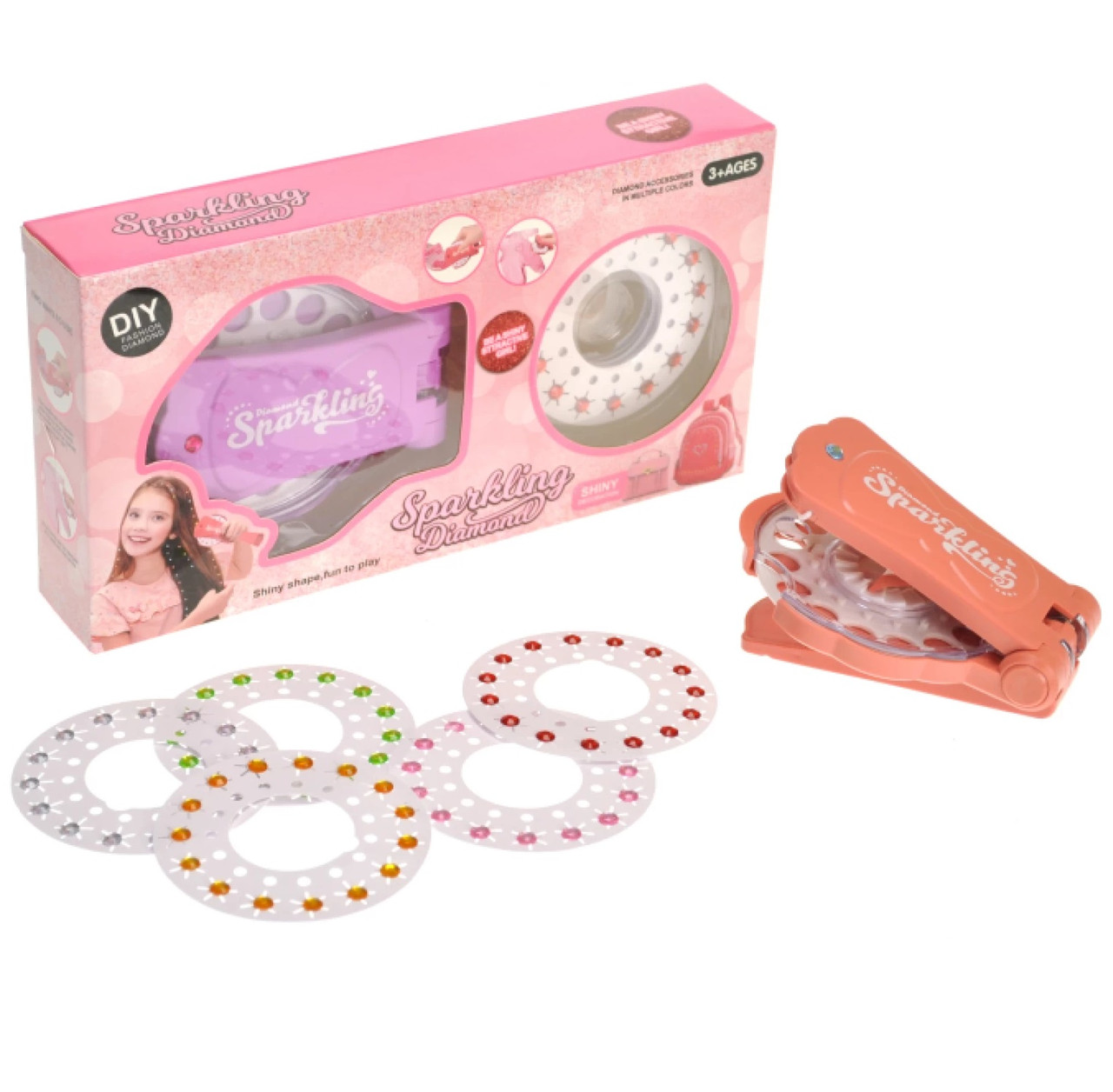 Прикраси для волосся (5 дисків зі стразами, машинка для наклеювання) 861-2, фото 1