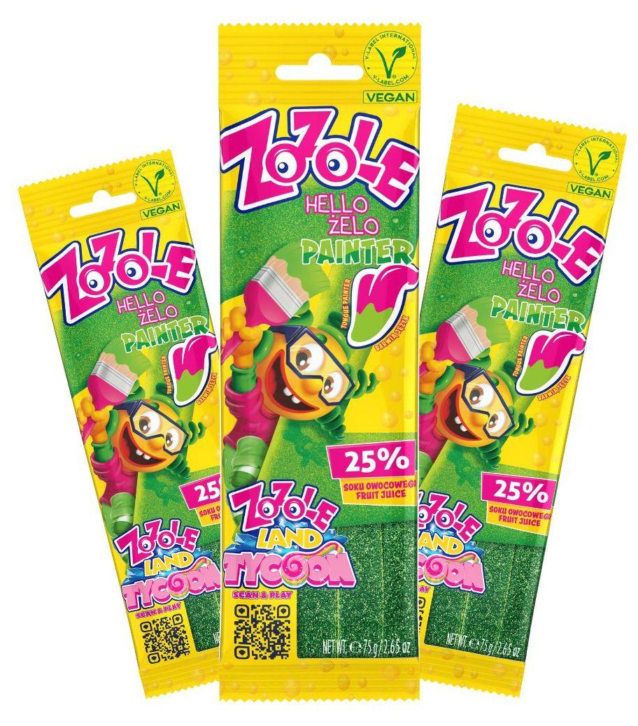 Цукерки желейні Zozole PAINTER GREEN з цукровою начинкою 75г*32 TM Mieszko, фото 1