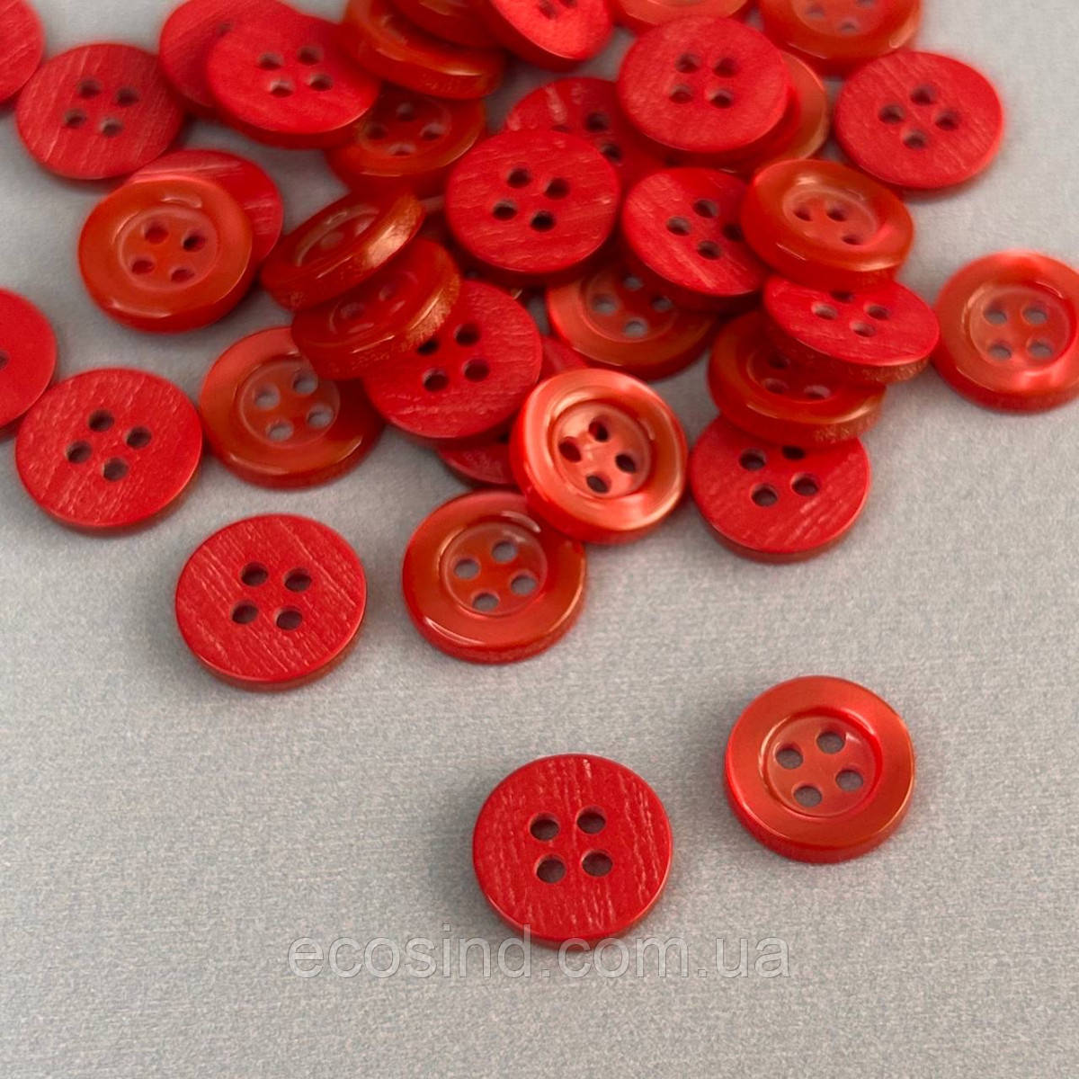10 шт. - Ґудзики сорочкові Ø-11мм - червоний темний, фото 1