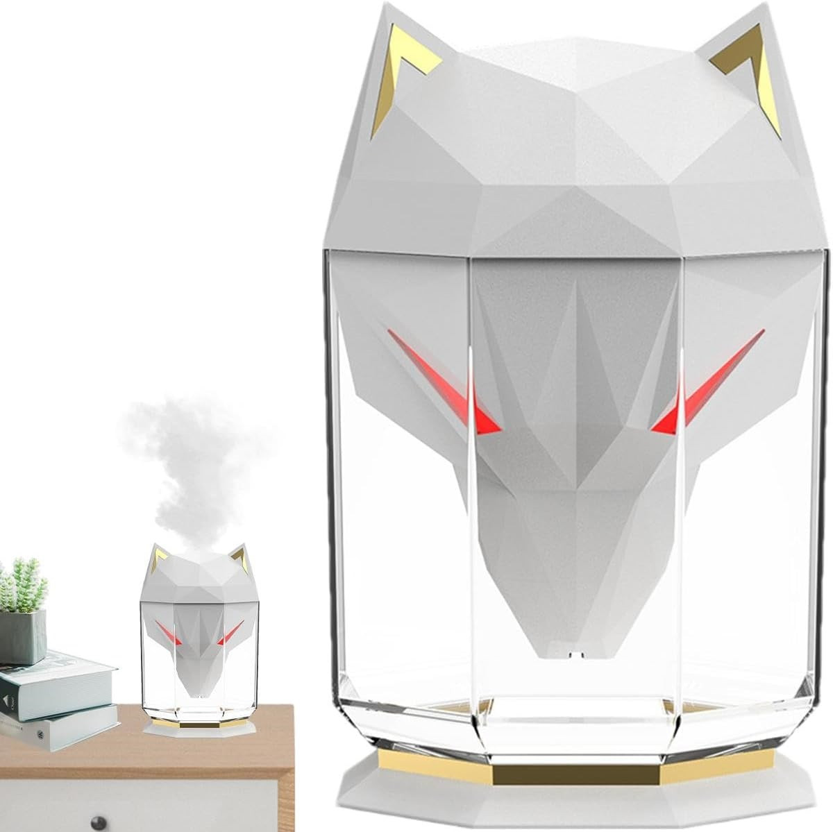 Зволожувач повітря/міні аромадифузор з RGB-підсвіткою у формі голови вовка, фото 1